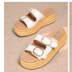 Mi.iM- Heidi-Contrast Stitch Platform Sandal
Worn once indoors